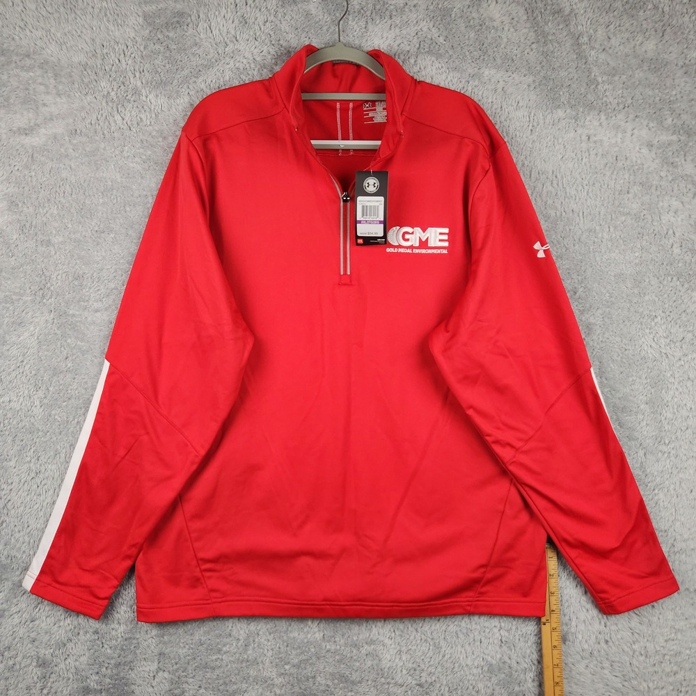 Under Armour Pullover Mens 2XL Red 1/4 Zip GME Gold Medal Environmental Logo